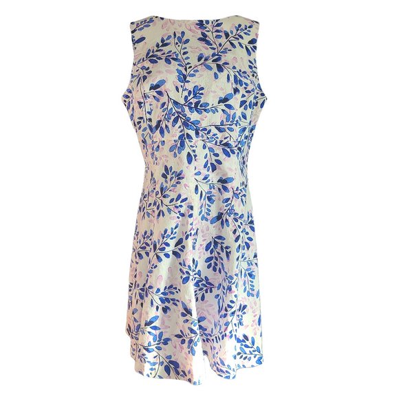 CHAPS White & Blue Patterned Sleeveless Dress 14 - Picture 2 of 6